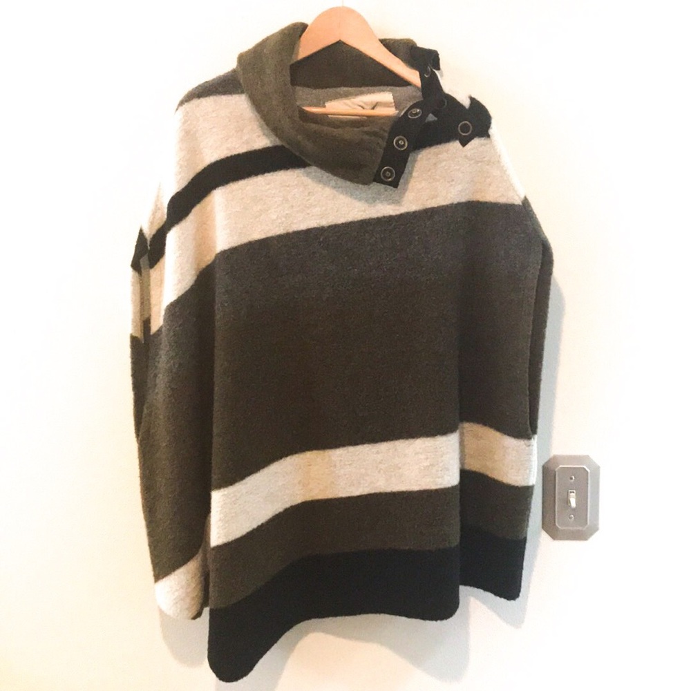 Anthropology- Cozy wool button collar cape
